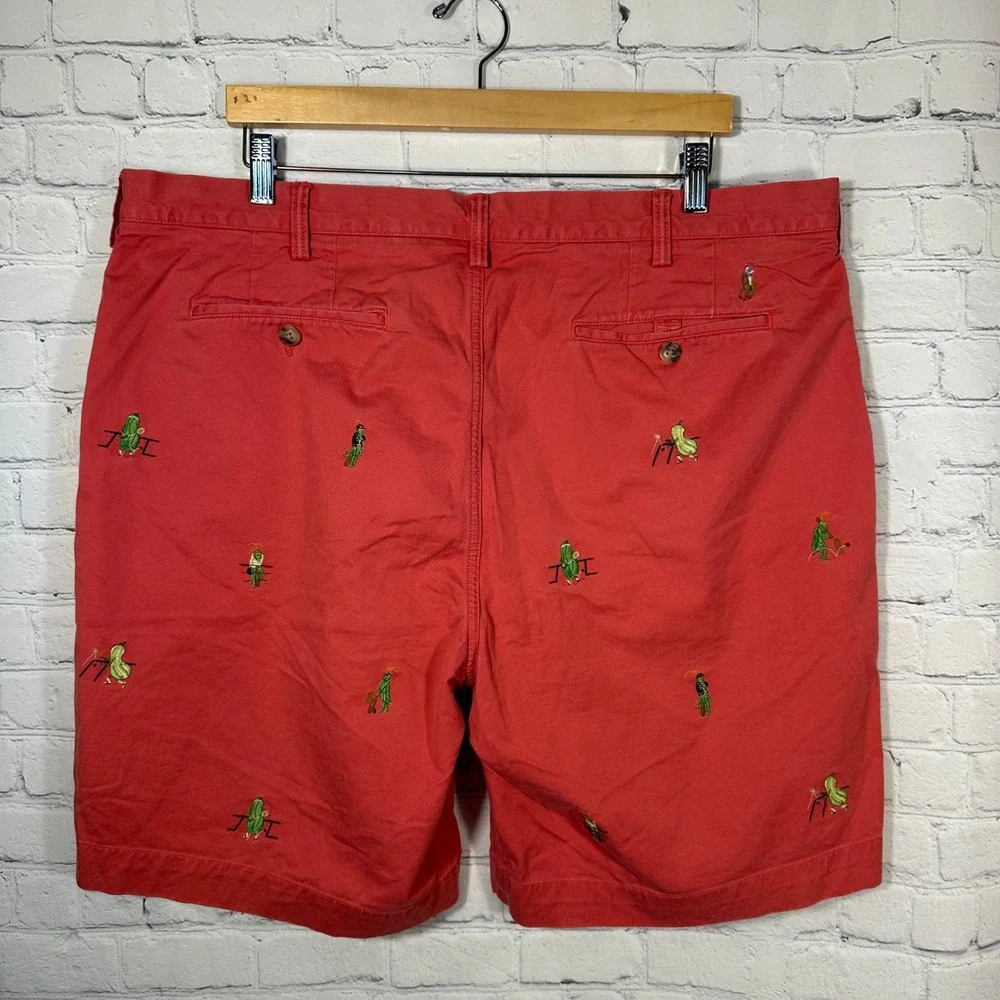 Polo Ralph Lauren Mens Salmon Pink‎ Pickle Sport Embroidered Chino Shorts